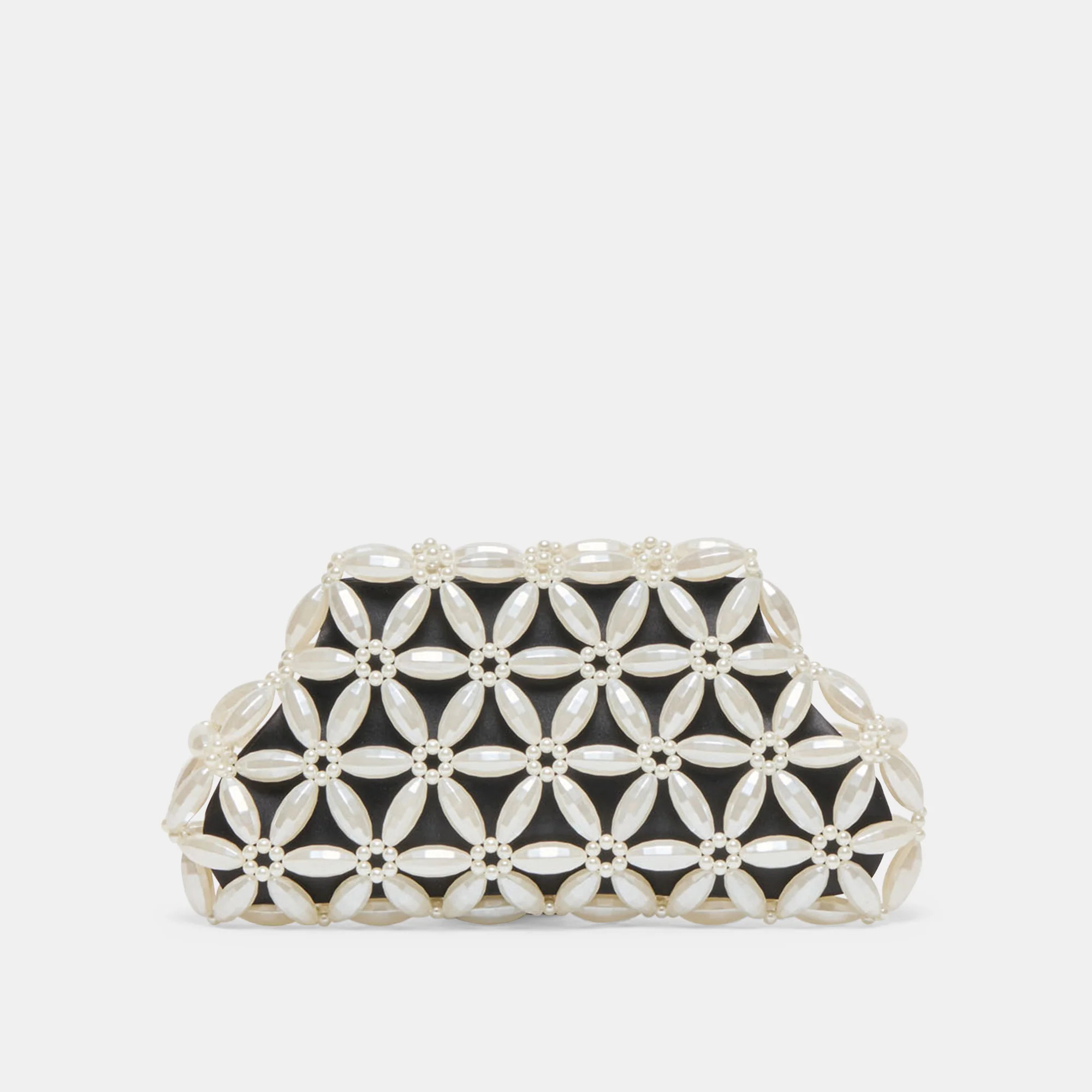 Marlow Clutch Black Satin Pearl | DolceVita.com