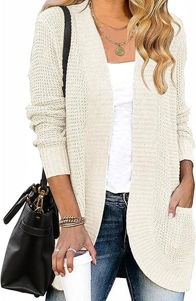 ZESICA Women's 2024 Fall Winter Long Sleeve Open Front Casual Lightweight Soft Knit Cardigan Swea... | Amazon (US)