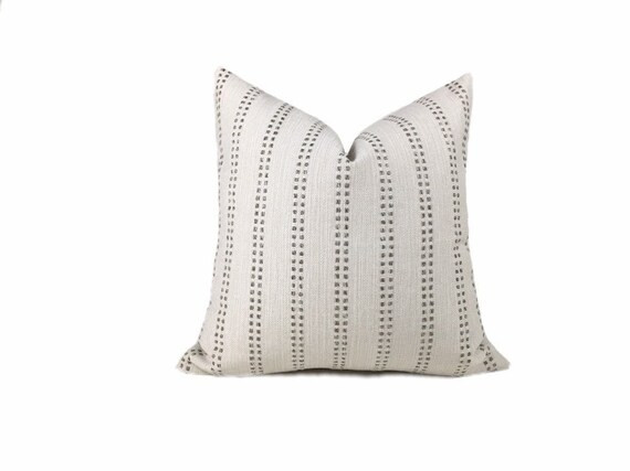 Woven Striped Pillow Cover // Neutral Pillow Cover // Railroad or Vertical // Square Lumbar and E... | Etsy (US)