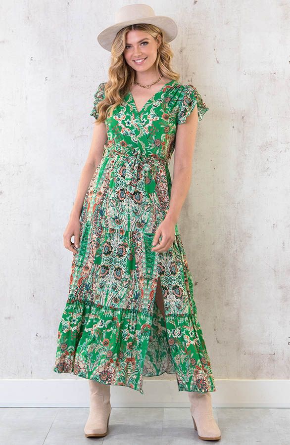 Maxi Jurk Colorful Print Bright Green | Themusthaves.nl | The Musthaves (NL)