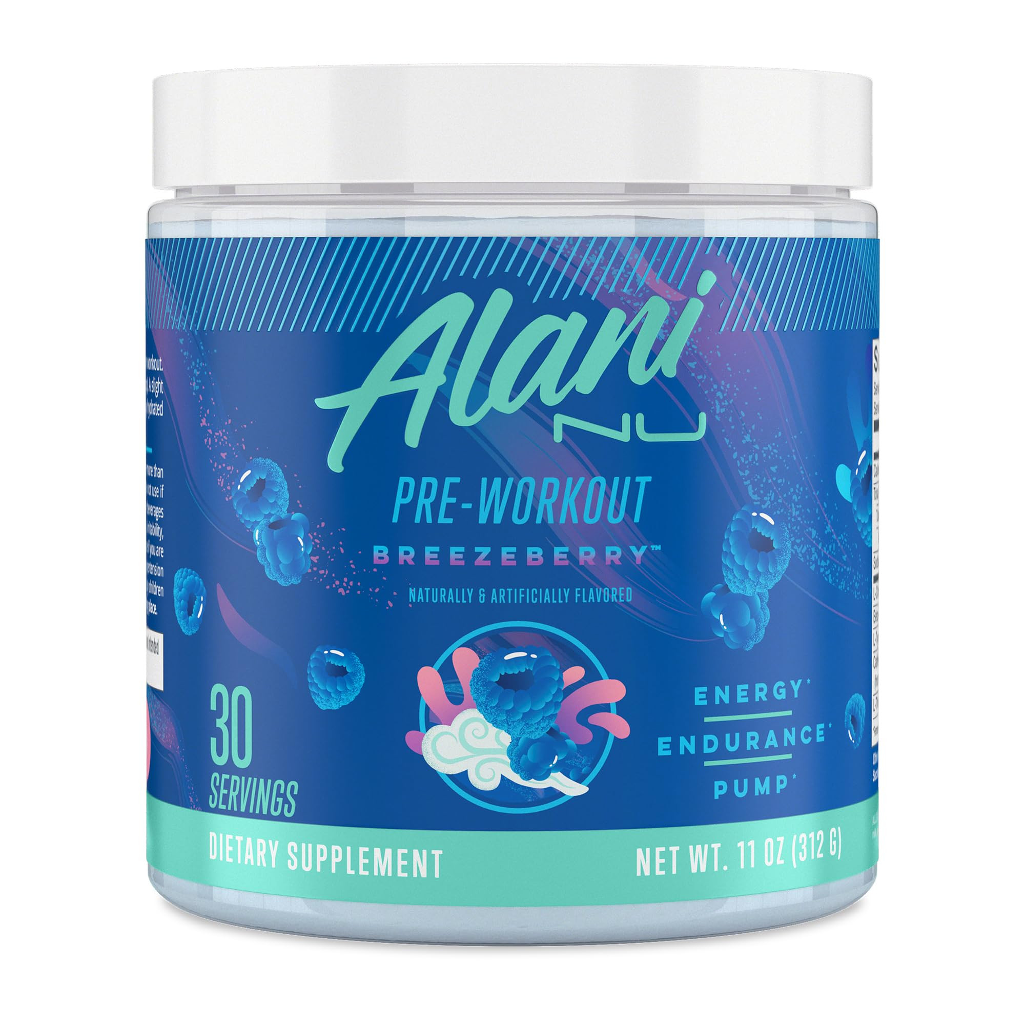 Alani Nu Pre Workout Powder BREEZEBERRY, Amino Energy Boost, Endurance Supplement, Sugar Free, 20... | Amazon (US)