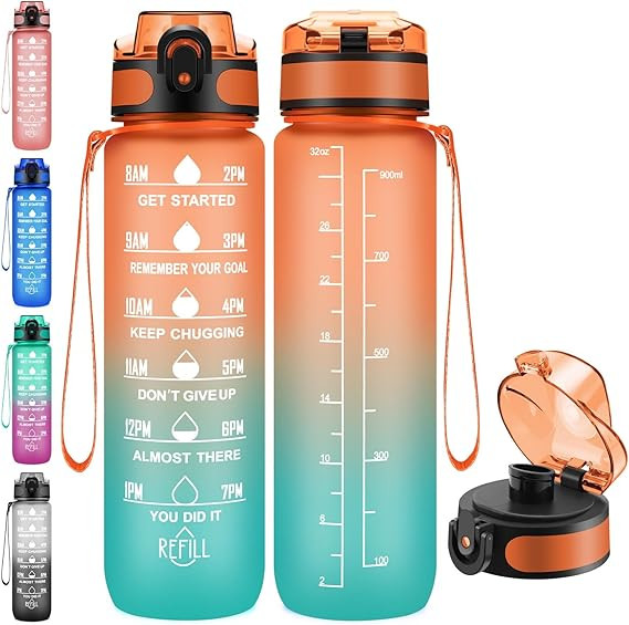 32 oz Water Bottles With Motivational Time Maker, Esgreen Big 1 liter No Straw Water Jugs For Dri... | Amazon (US)