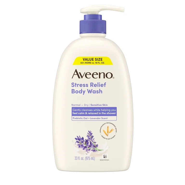 Aveeno Stress Relief Body Wash Soap with Oat, Lavender Scented Shower Gel, 33 oz | Walmart (US)