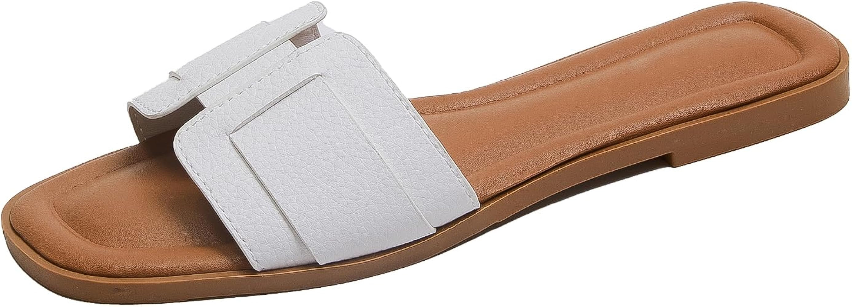 Stratuxx Kaze Womens Flat Sandals Flat Slide Sandals Band Sandals White Black Brown Metallic Sand... | Amazon (US)
