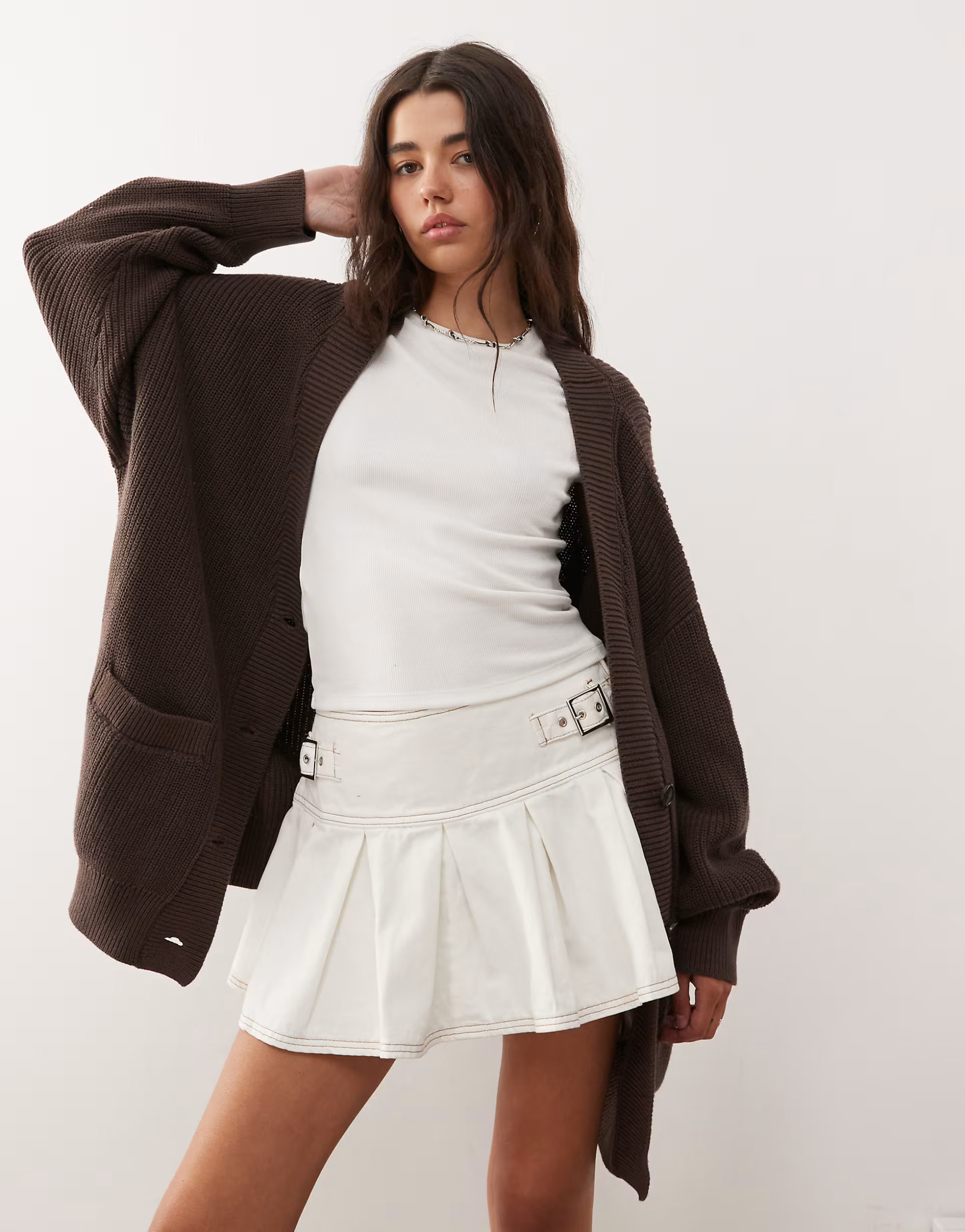 Monki oversized cardigan in chocolate brown | ASOS (Global)