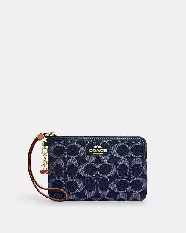 Corner Zip Wristlet In Signature Denim | Coach Outlet US