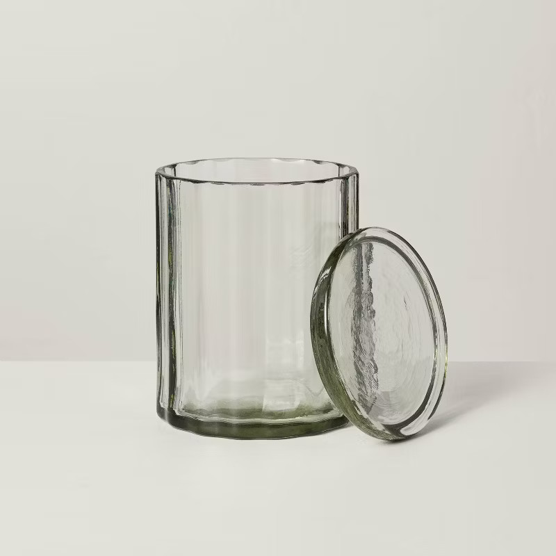 Fluted Glass Bathroom Canister Light Green - Hearth & Hand™ with Magnolia | Target