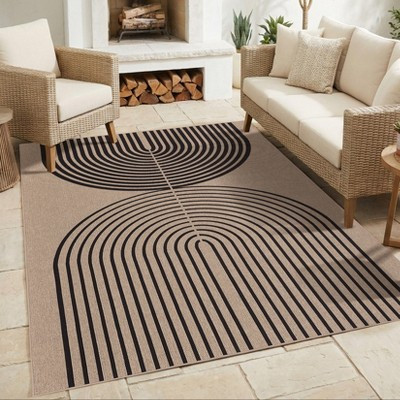 Garvee Easy Jute Area Rug, Modern Geometric Stripes Indoor Outdoor Rugs, Non Slip Stain Resistant Mat for Living Room, Bedroom, Patio, Porch, 5'x7' | Target