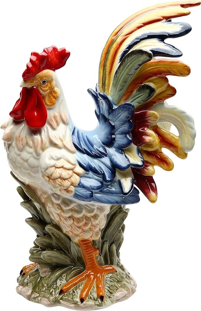 StealStreet SS-CG-31980, 15.75 Inch Porcelain Painted Colorful Rooster Bird Figurine Statue, Blue... | Amazon (US)