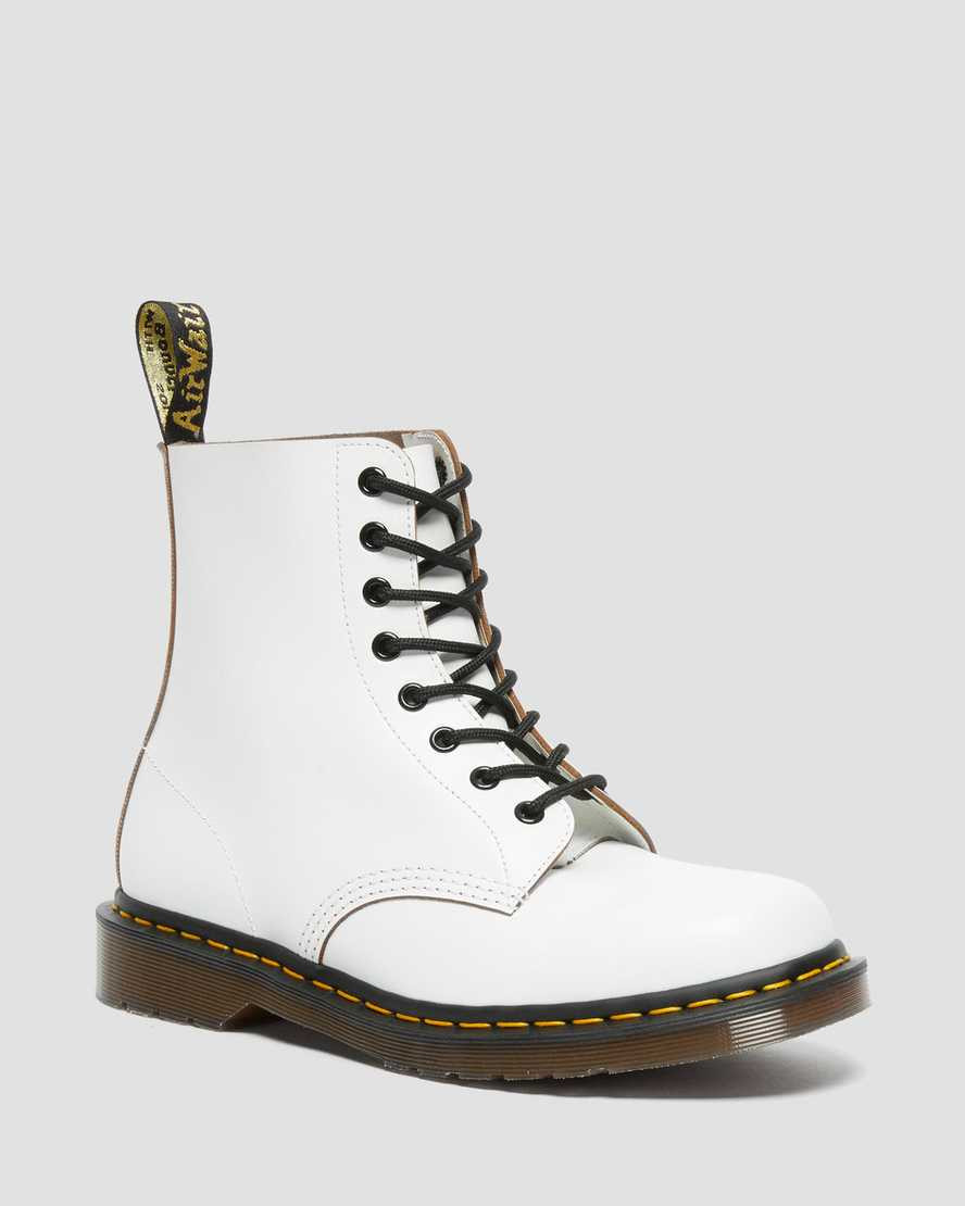 Dr. Martens, 1460 Vintage Made In England Lace Up Boots in White, Size 11 | Dr. Martens