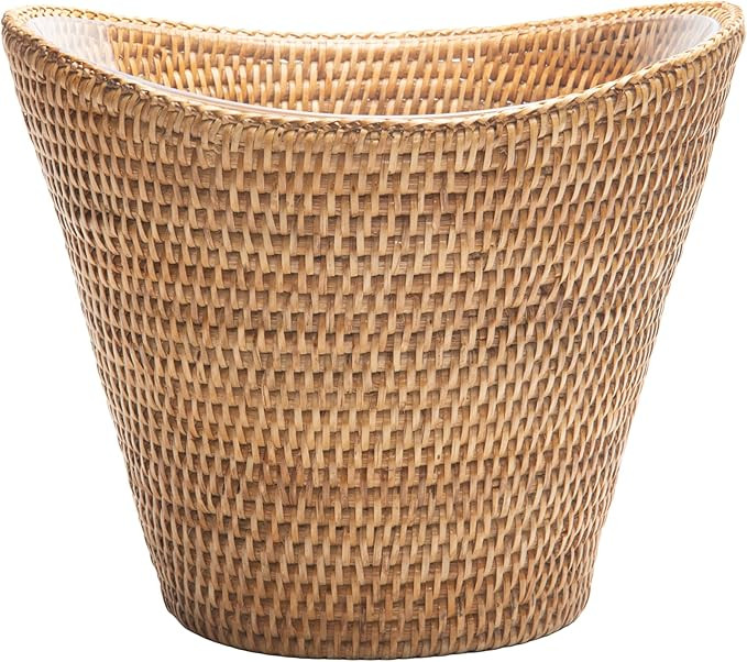 La Jolla Round Acrylic Tabletop Wine and Beer Chiller in Rattan Basket, Beverage Ice Bucket with ... | Amazon (US)