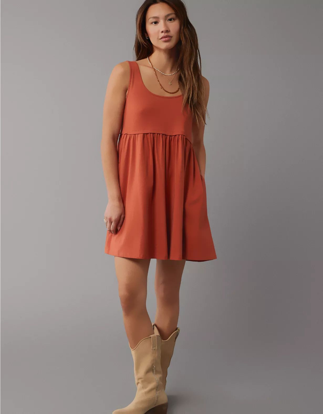 AE Knit Babydoll Mini Dress | American Eagle Outfitters (US & CA)
