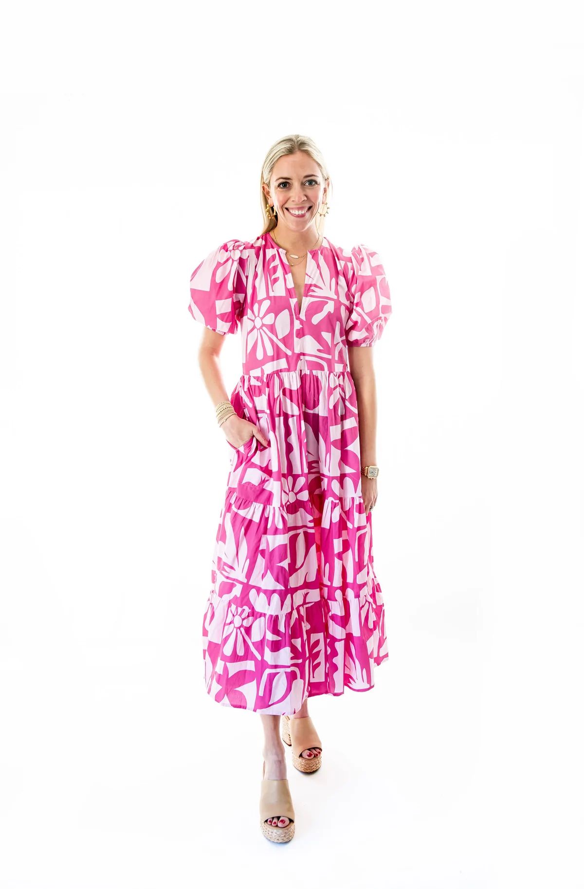 Oliphant Puff Sleeve Maxi Dress in Twiggy Pink | Minette