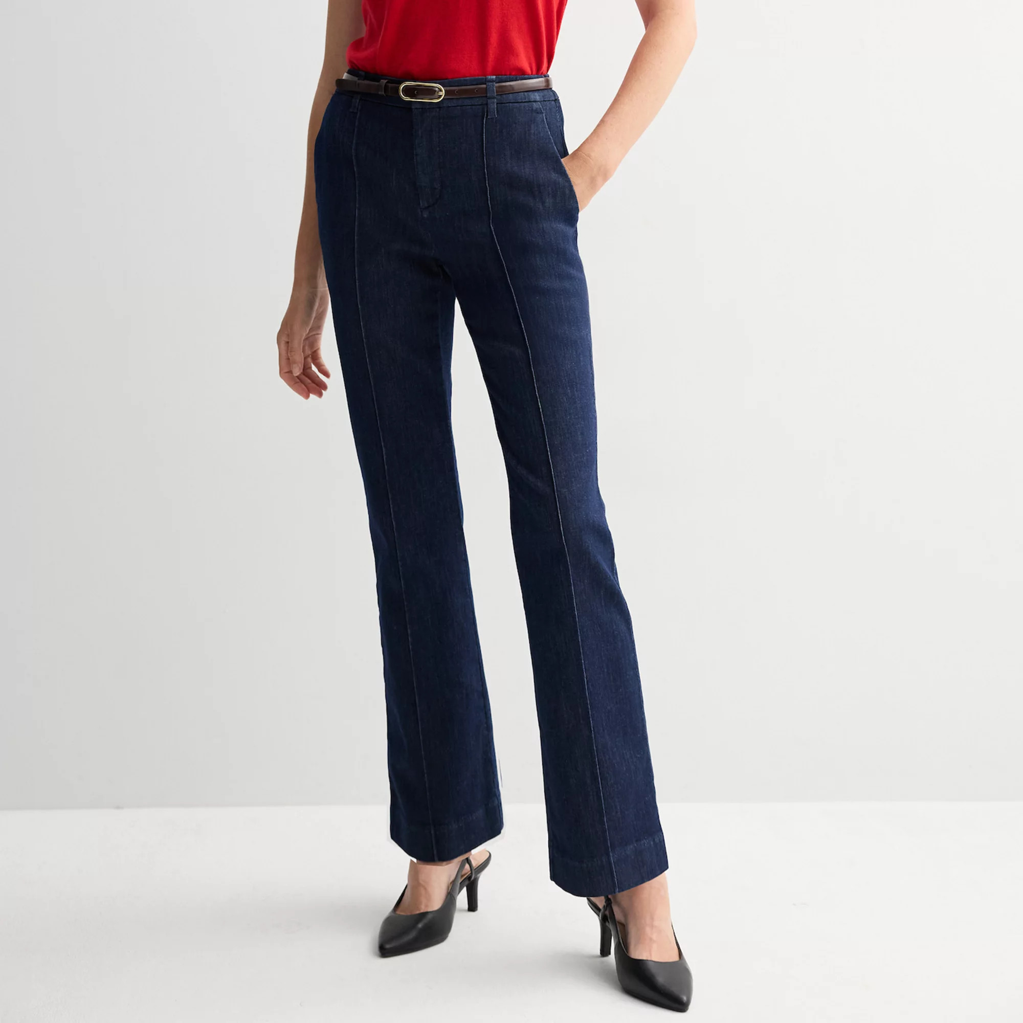 Women's Nine West Pintuck Bootcut Denim Trousers | Kohl's