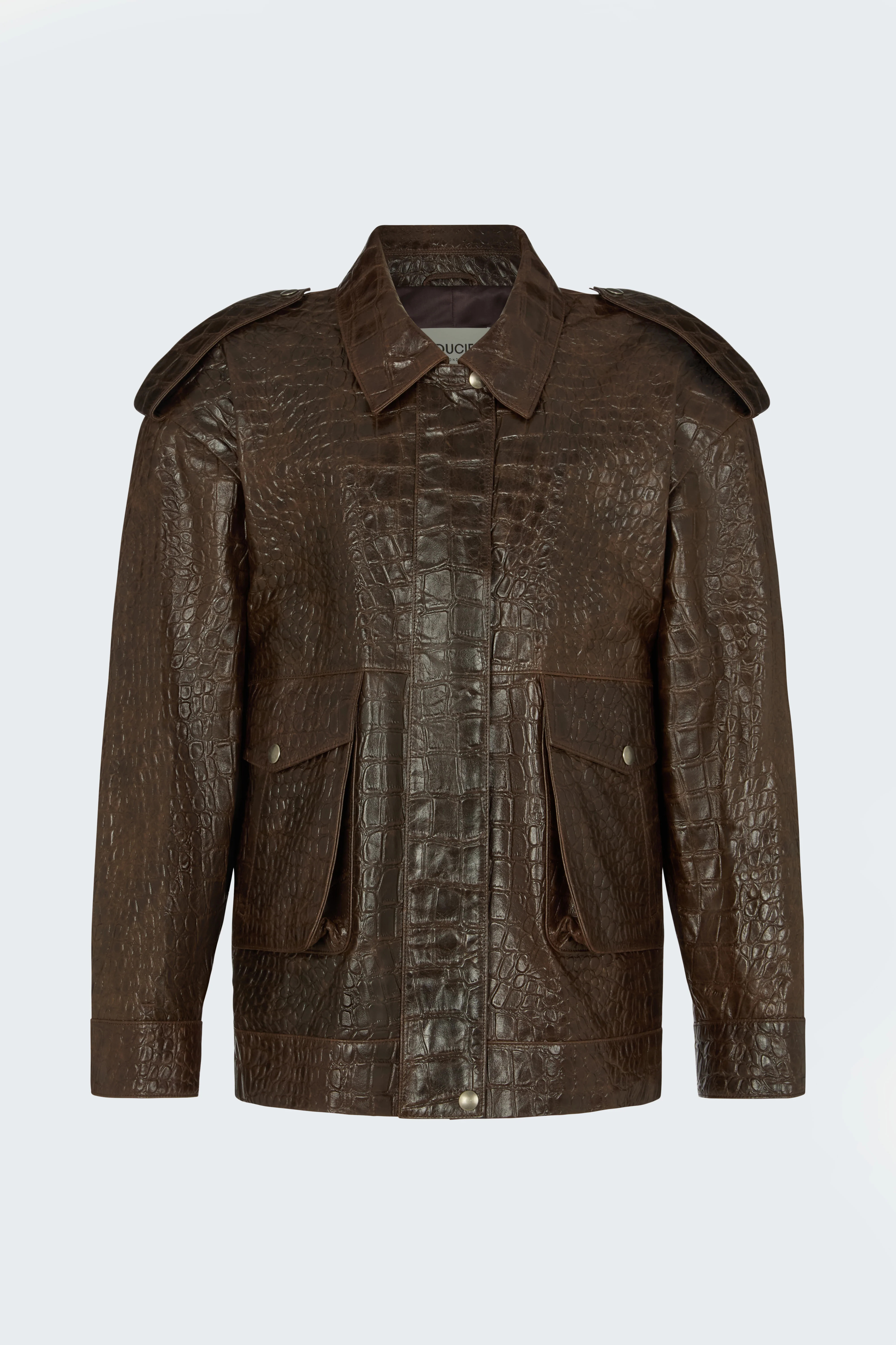 Opal Croc Leather Jacket | DUCIE