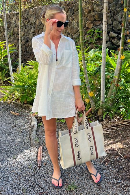 I love this white button down swim coverup. It’s lightweight, washes well and is super comfy! I’m wearing it with my Chloe Woody tote!

#LTKfindsunder100 #LTKstyletip #LTKswim