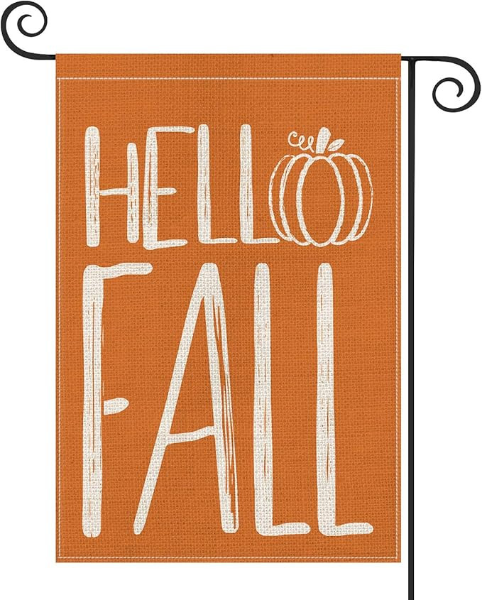 AVOIN Hello Fall Pumpkin Garden Flag Vertical Double Sided, Autumn Yard Outdoor Decoration 12.5 x... | Amazon (US)