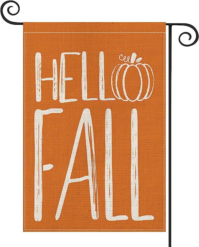 AVOIN colorlife Hello Fall Pumpkin Garden Flag Vertical Double Sided, Autumn Yard Outdoor Decorat... | Amazon (US)