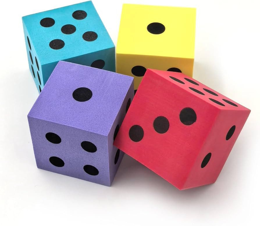 Deke Home - Foam Dice Set (Pack of 4), Big Dice for Classroom & Home Schooling, Assorted Bright C... | Amazon (US)