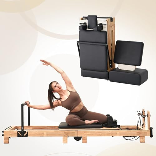 Pilates Reformer, PAETA Wooden Foldable Pilates Reformer Machine with Springs, Pilates Machines for Home Use and Studio, Pilates Equipment with Sitting Box, Jump Board and Accessories | Amazon (US)