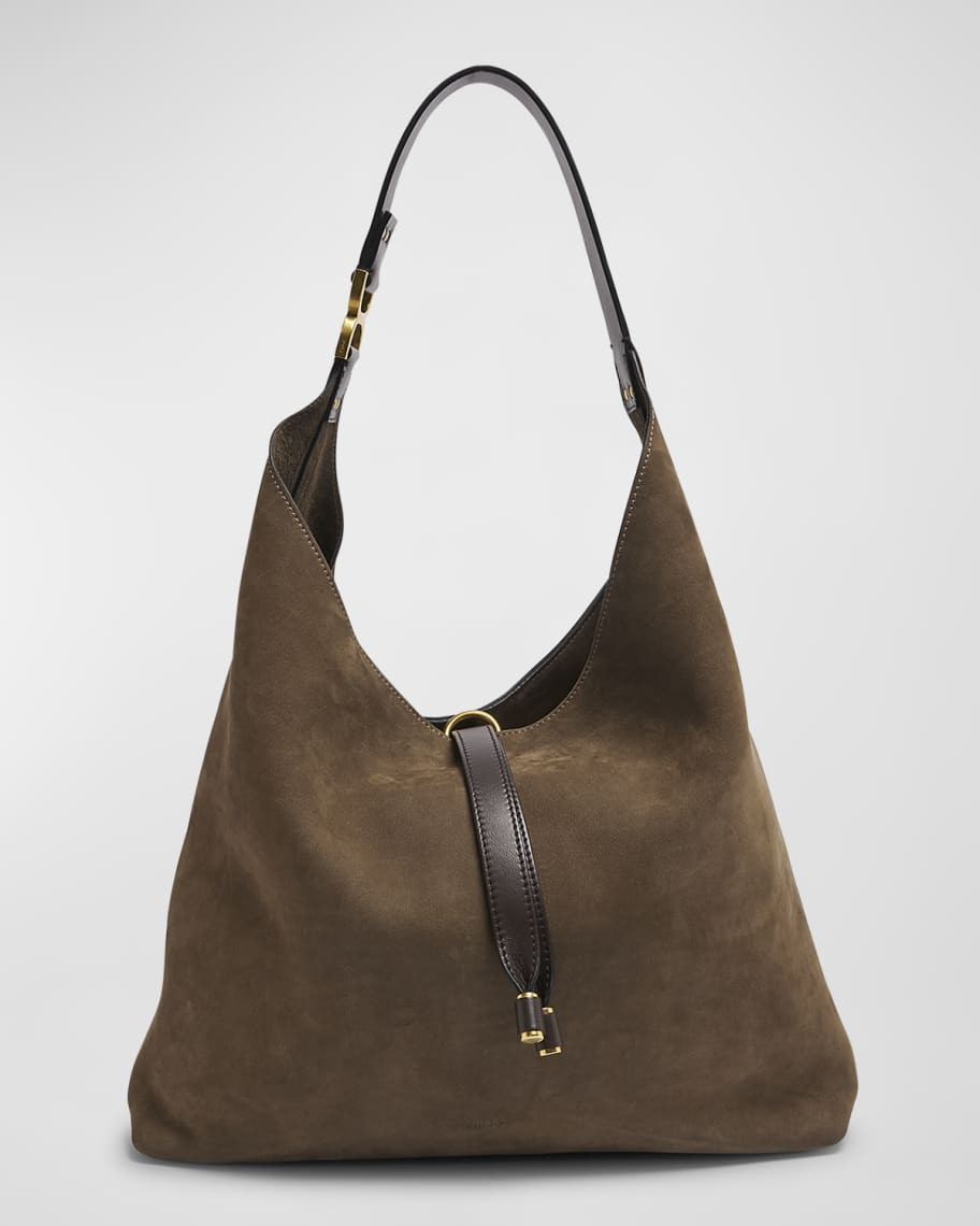 Marcie Large Hobo Bag in Nubuck Calfskin | Neiman Marcus