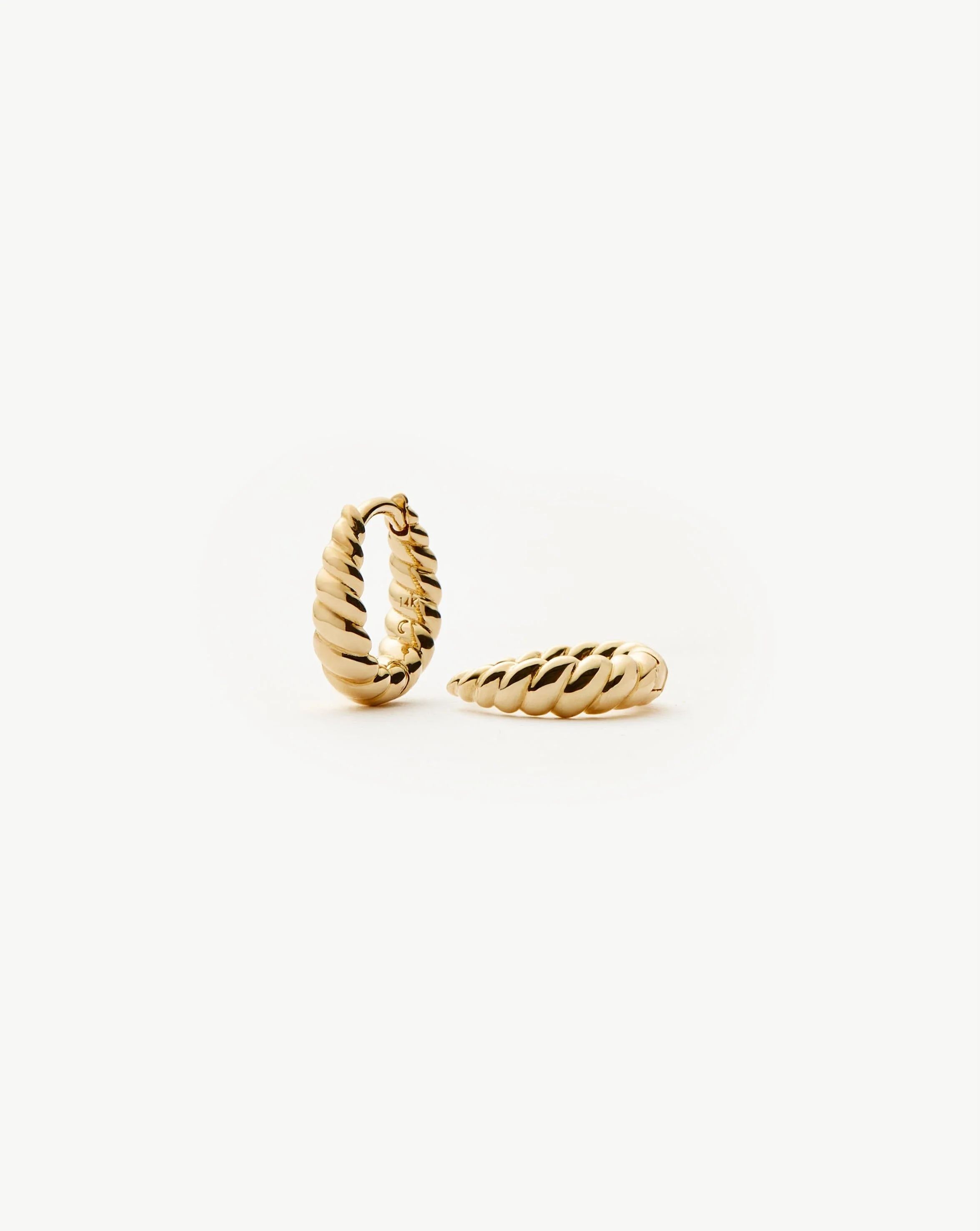 Fine Twisted Huggies | 14ct Solid Gold Earrings | MIssoma UK