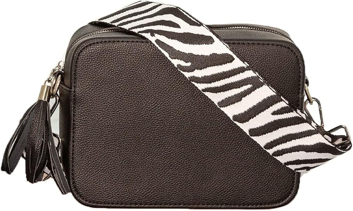 Pinafore Pebble Vegan Leather Crossbody Fashion Shoulder Bag with Adjustable Guitar Strap | Amazon (US)