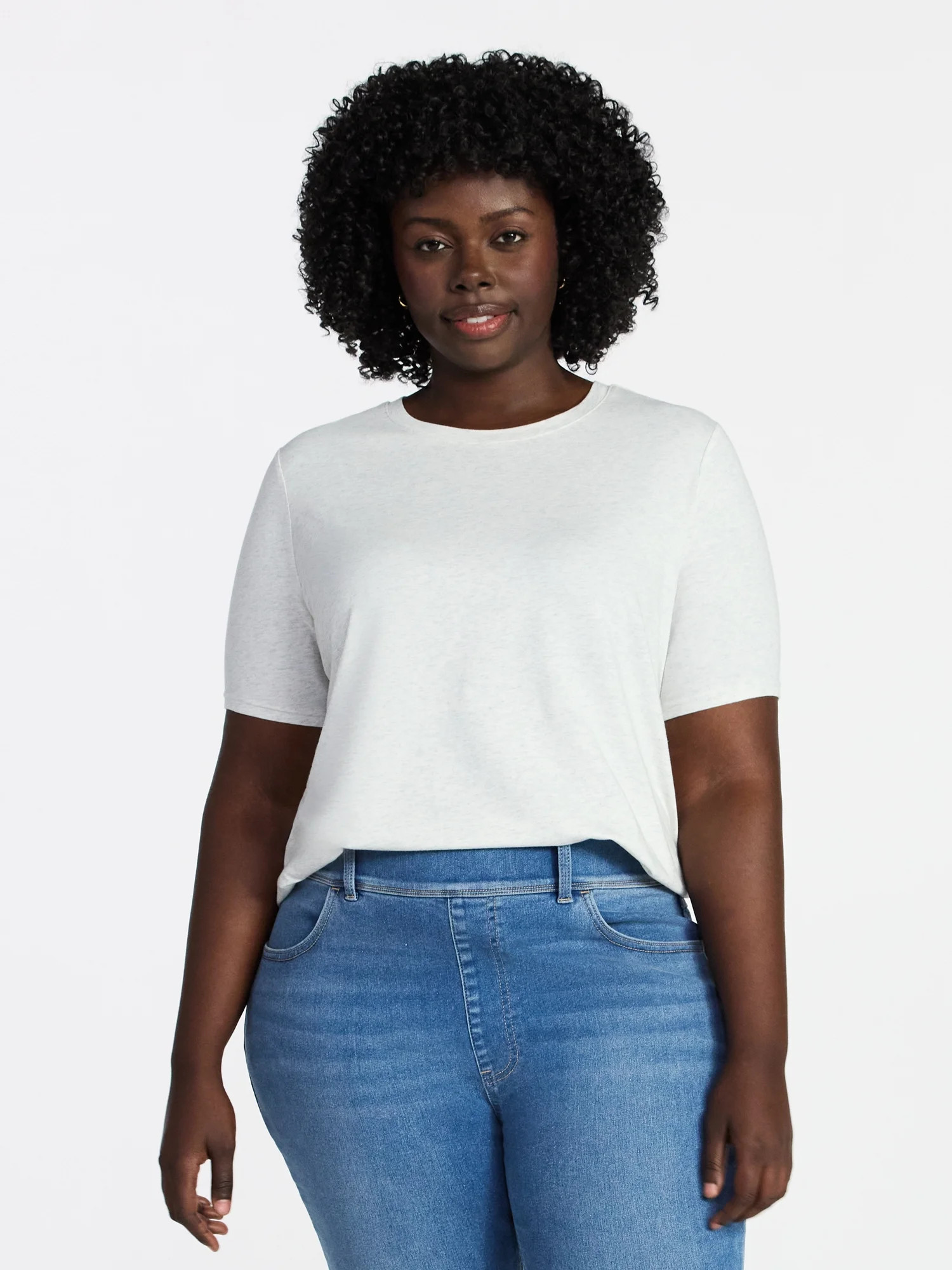 Terra & Sky Women's Plus Size Crewneck Tee with Short Sleeves, Sizes 0X-5X | Walmart (US)
