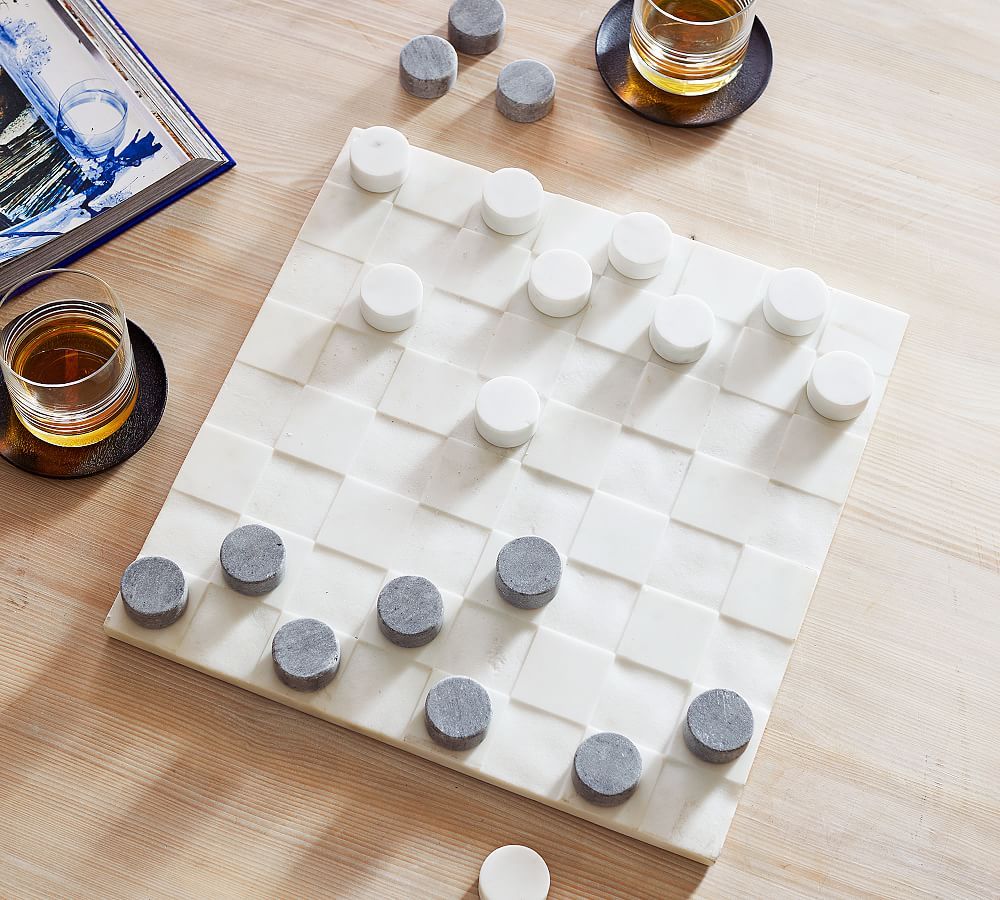 Handcrafted Marble Checkers Board Game | Pottery Barn (US)