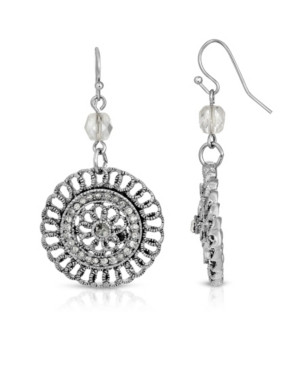 2028 Silver-Tone Crystal Round Drop Earrings | Macys (US)