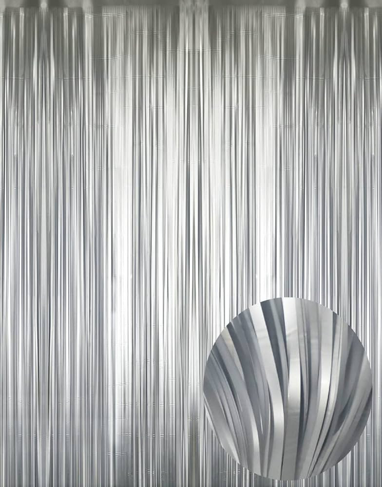 GOER 3.2 ft x 9.8 ft Metallic Tinsel Foil Fringe Curtains Party Photo Backdrop Party Streamers fo... | Amazon (US)