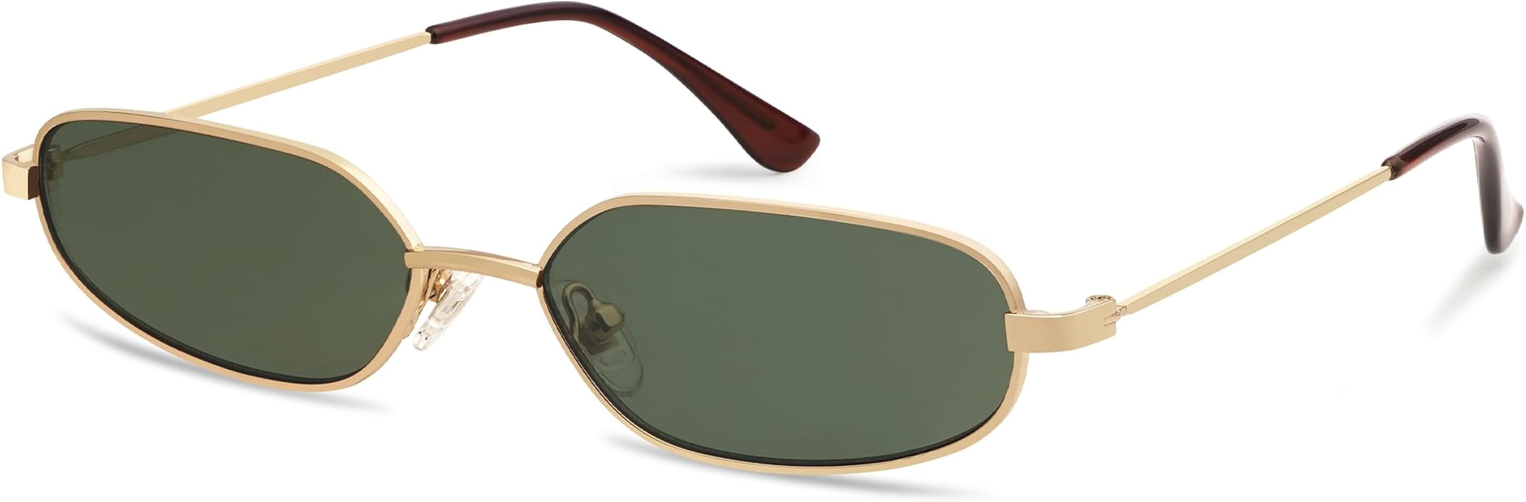 Small Oval Sunglasses For Women Men Retro Rectangle Metal Sun Glasses AP3685 | Amazon (US)