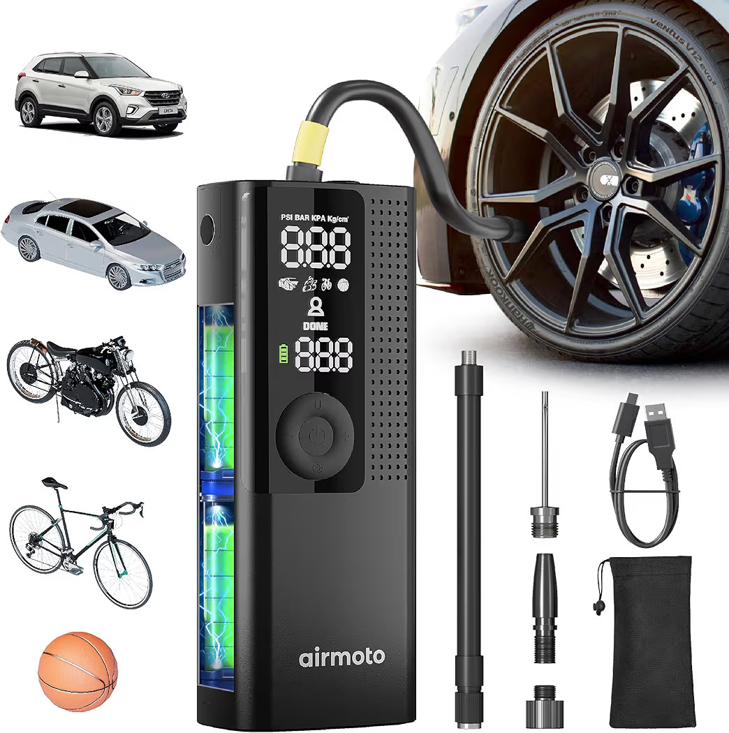 Airmoto Tire Inflator Portable Air Compressor - Air Pump for Car Tires with Digital Pressure Gaug... | Amazon (US)