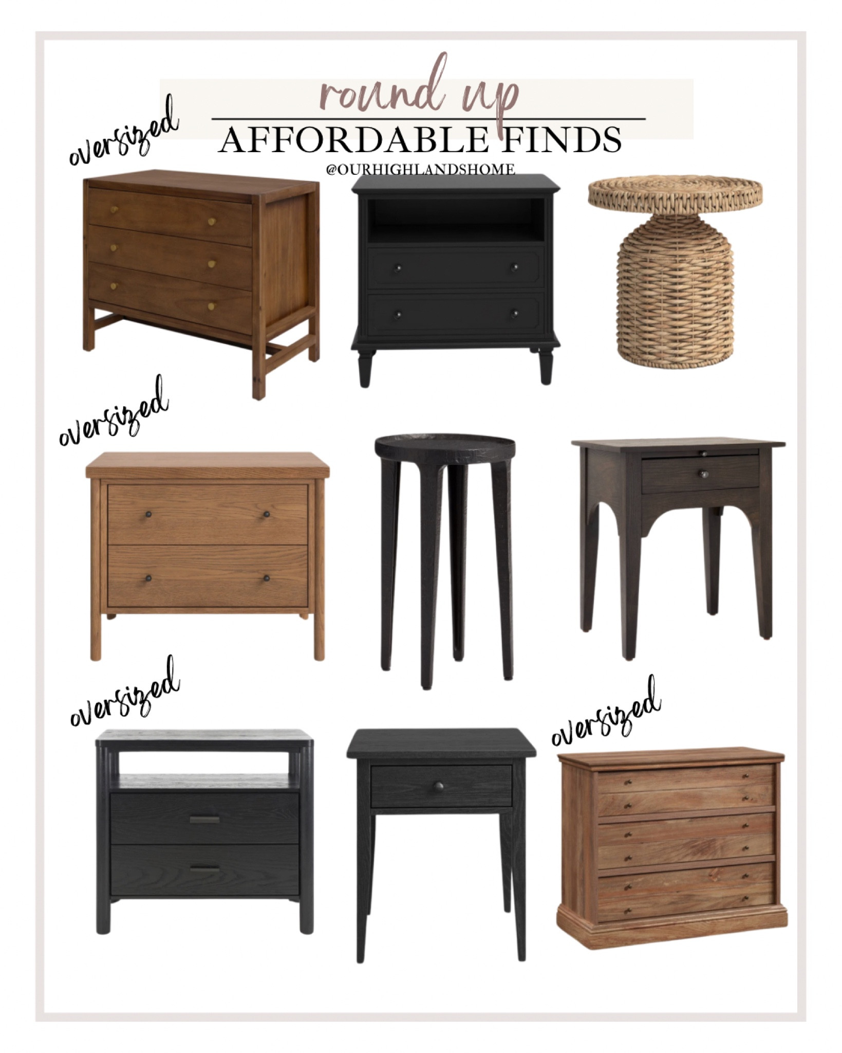 affordable nightstands. over sized and smaller. with storage and with out  

#LTKHome #LTKStyleTip #LTKSaleAlert