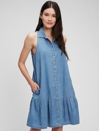 Button Front Denim Mini Shirtdress with Washwell | Gap (US)