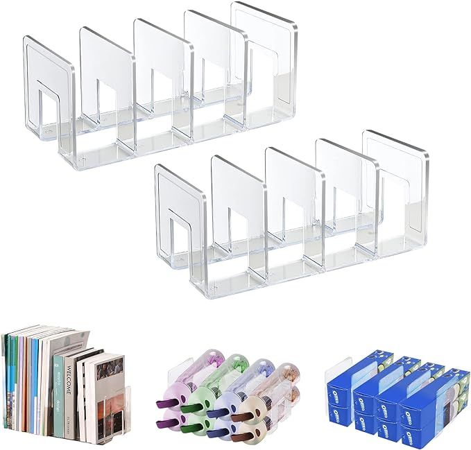 Marte Vanci Clear Acrylic File Sorter, Sturdy Desk File Organizer Shelf Book Holder Purse Handbag... | Amazon (US)