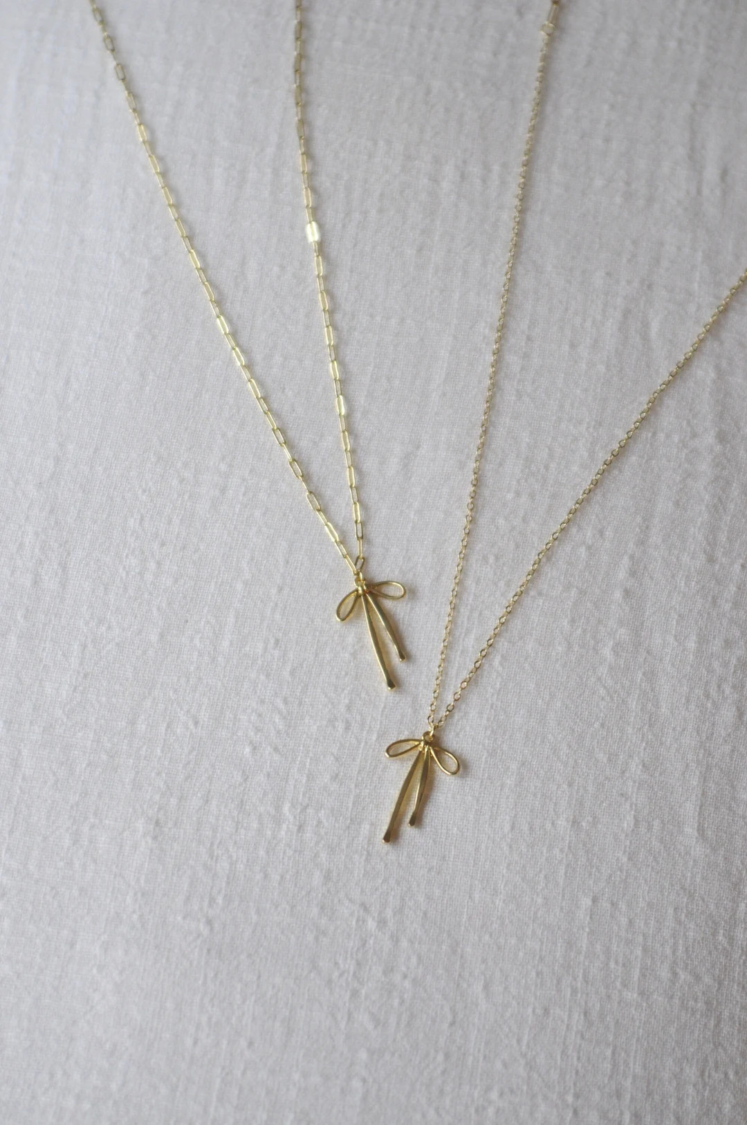 Gold Ribbon Bow Necklace Gold Layering Necklace, Bow Jewelry - Etsy | Etsy (US)