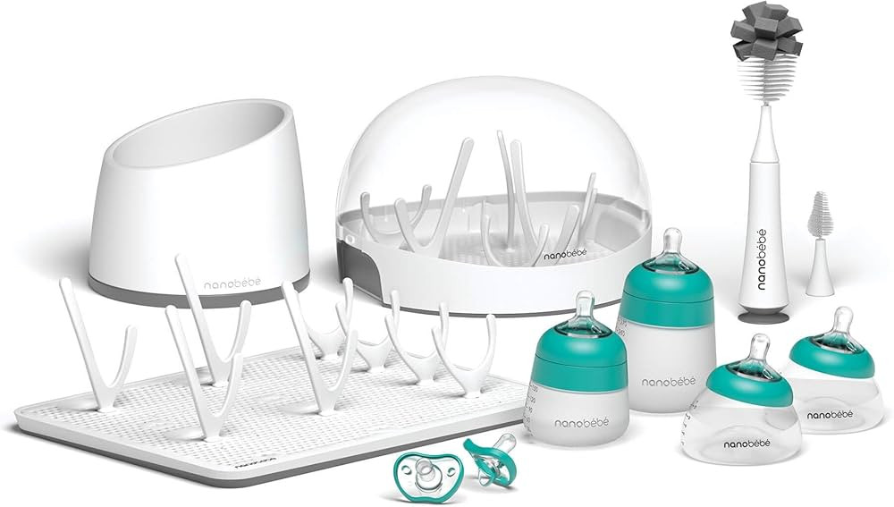 Nanobebe Baby Bottles Ultimate Feeding Set - Teal/Grey | Amazon (US)