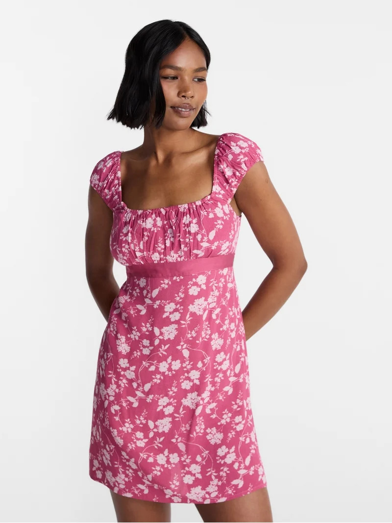 No Boundaries Woven Babydoll Mini Dress, Women\u2019s XXS-XXL | Walmart (US)