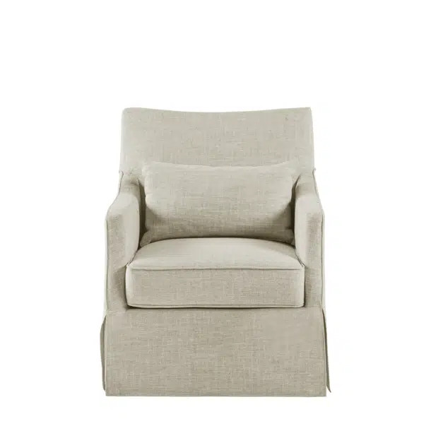 Martha Stewart London Farmhouse Skirted Swivel Chair with Lumbar Pillow | Wayfair North America
