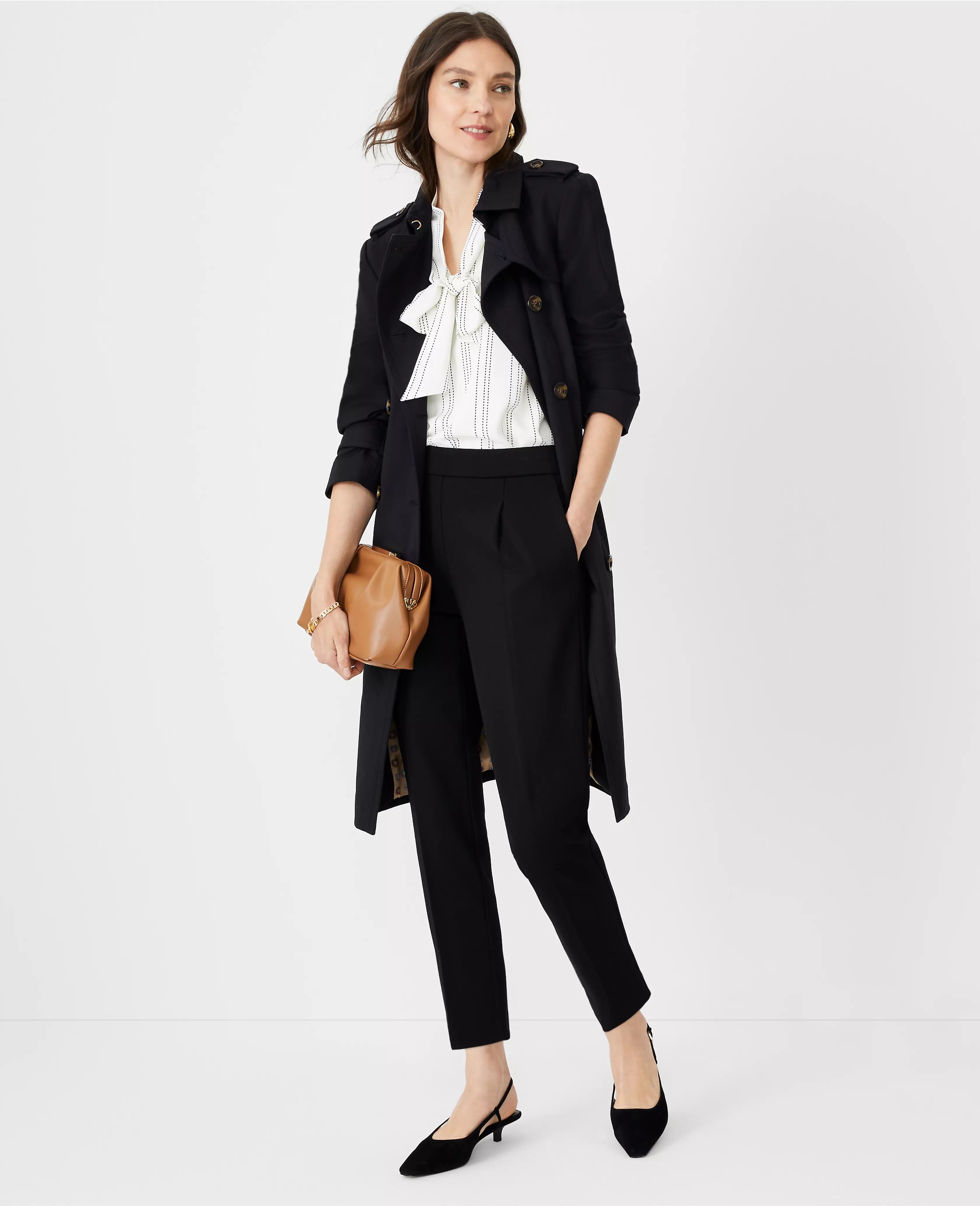 The High Rise Eva Easy Ankle Pant in Twill | Ann Taylor (US)