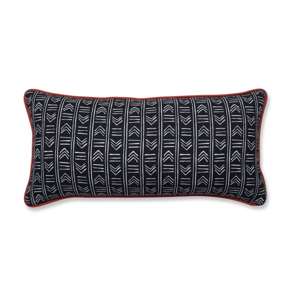 Bowery Black/Domino Bolster Oversize Lumbar Throw Pillow Black - Pillow Perfect | Target