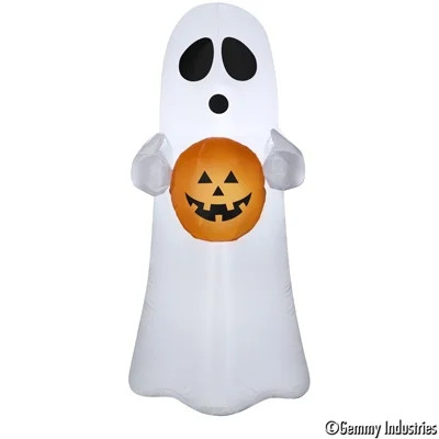 Halloween Airblown Inflatable, Cute Ghost Holding Pumpkin, 4 ft, by Way To Celebrate - Walmart.co... | Walmart (US)