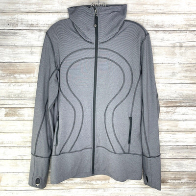 Lululemon In Stride Jacket Heathered Slate Yoga Athletic Activewear Size 12 | eBay US