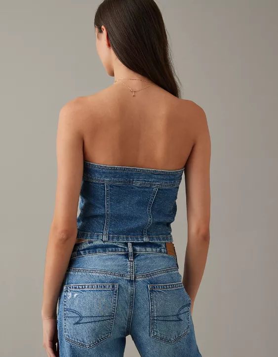 AE Cropped Denim Tube Top | American Eagle Outfitters (US & CA)