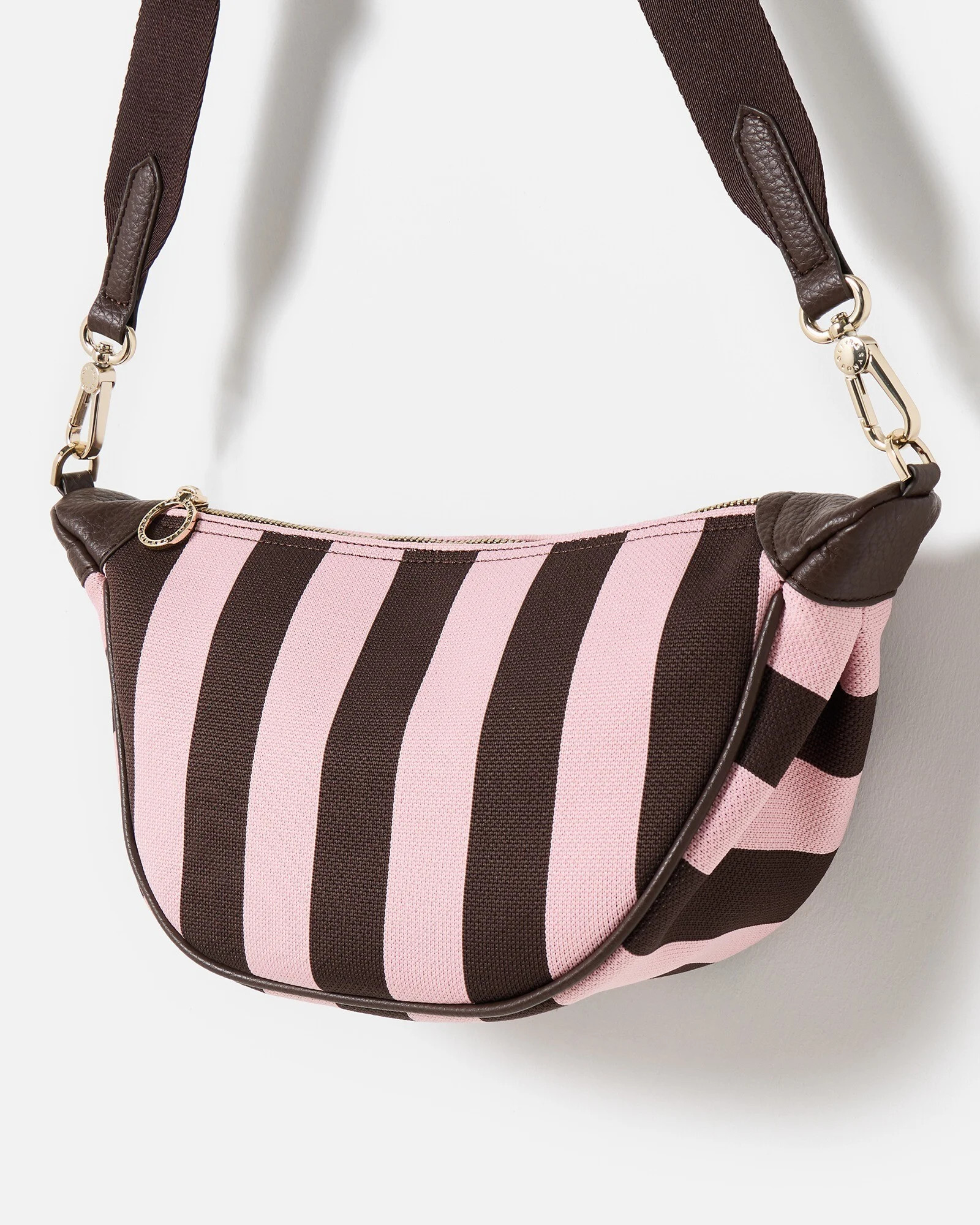 Chocolate Brown & Pink Striped Knitted Belt Bag | Oliver Bonas | Oliver Bonas (Global)