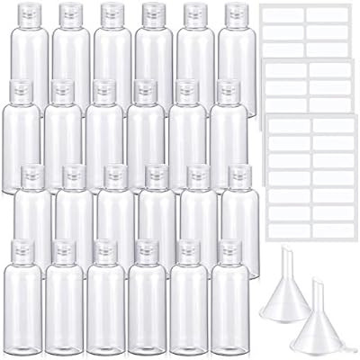 24 Pieces 2 oz Clear Plastic Travel Bottles Flip Cap Empty Bottles Refillable Bottles Containers ... | Amazon (US)