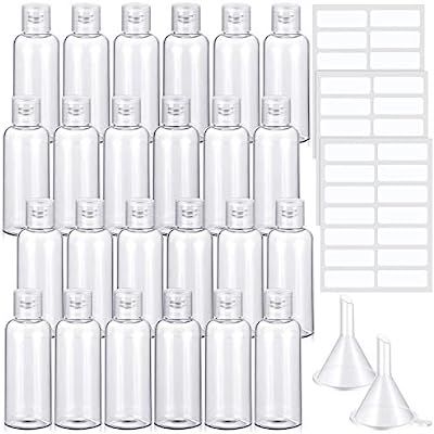 24 Pieces 2 oz Clear Plastic Travel Bottles Flip Cap Empty Bottles Refillable Bottles Containers ... | Amazon (US)