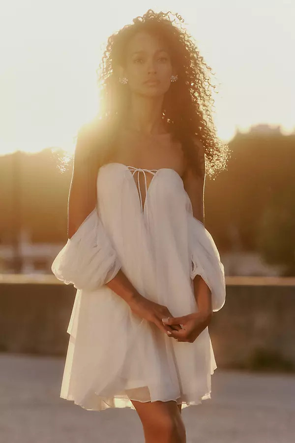 Tulle Off-Shoulder Mini Dress | Anthropologie (US)