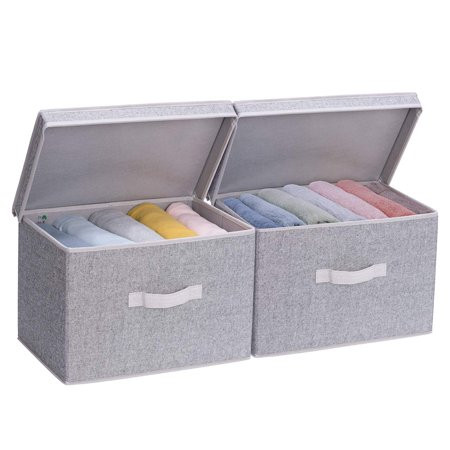 StorageWorks Decorative Storage Boxes, Storage Basket with Lid and Strong Cotton Rope Handle, Gray,  | Walmart (US)